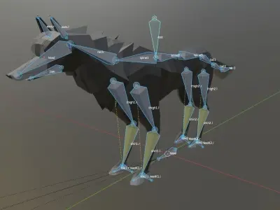 lowpoly wolf Free low-poly 3D model