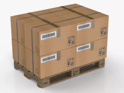 Pallet with Boxes T1 Low-poly 3D model