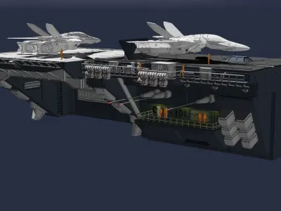 Set4 - Macross SDF1 Prometheus Hangar elevator-right Flight Deck 3D print model