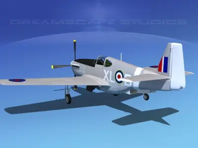 North American Mustang X RAF V08 3D model