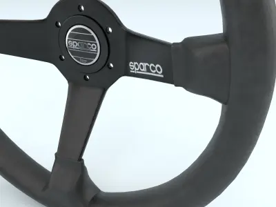 Steering Wheel Sparco R345 Leather Black 3D model