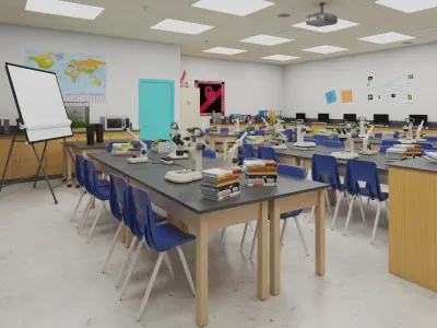 Detail School Science Laboratory Interior Architecture 3D model