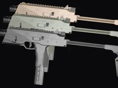 Modular SMG Brugger and Thomet MP9 Low-poly 3D model