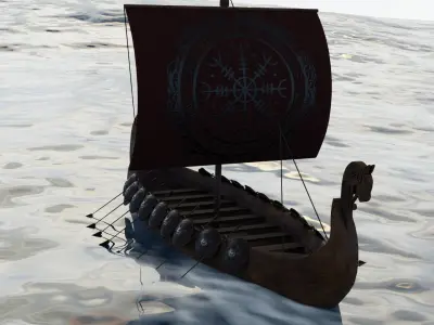 Viking Longboat Low-poly 3D model