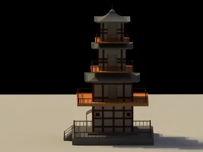 Low Poly Japanese Pagoda Low-poly 3D model