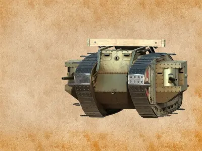 World War 1 Mark V tank Low-poly 3D model