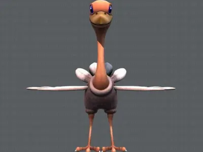 Ostrich V01 Low-poly 3D model
