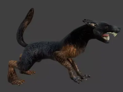 Game ready Animated Attack Dog 3D model