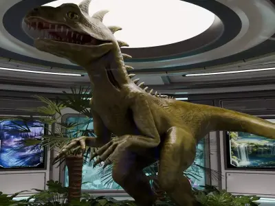 Alien Creature Gallery SciFi Interior Low-poly 3D model