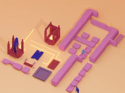 Temple 6 - Christal Temple Low-poly 3D model