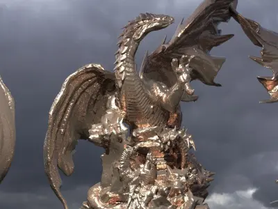 Great Wyvern Arthurian Dragon Statue 1 3D model