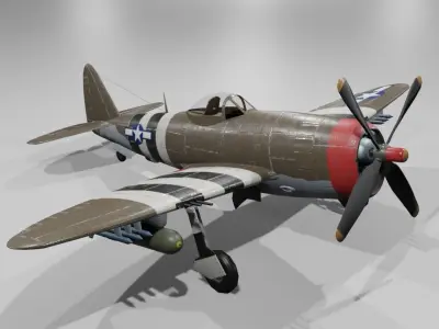    P-47D-25 Fighter-bomber Aircraft  Low-poly 3D model