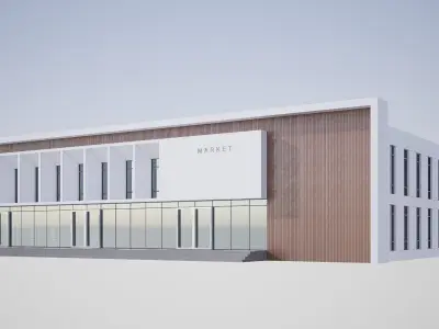 market building Low-poly 3D model