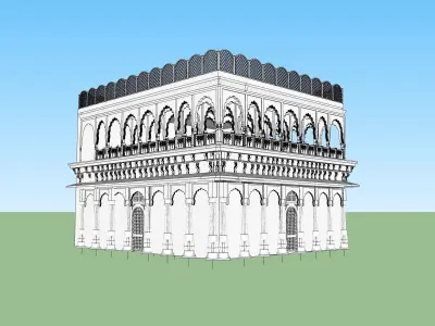 indian jodhpuri stone ghanta ghar sumer gate 3d modal 3D model
