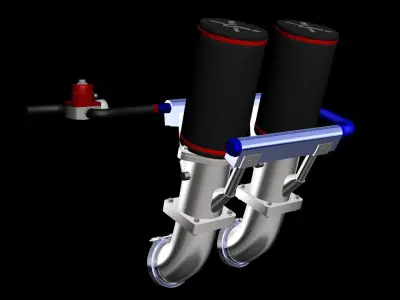 ITB intake system Peripheral ports Rotary engine Low-poly 3D model