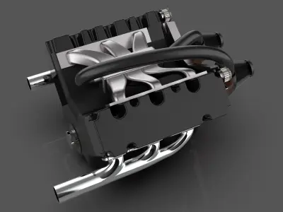 v6 engine 3D model