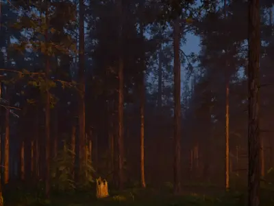 Tank in the Forest 3d Scene 3D model