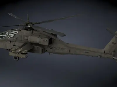 AH-64A Apache Low-poly 3D model