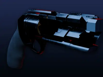 Service Weapon Control Grip Animated High Poly Revolver 3D model