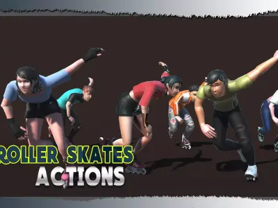 Inline Skaters Animations  Low-poly 3D model