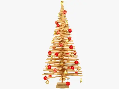 Wooden Christmas Tree V6 3D model