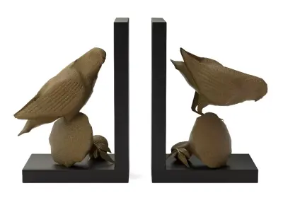 Resin Parrot Bookends in Gold Finish -Modern Shelf Decor Accents 3D model