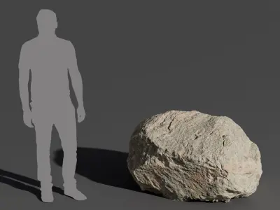  Pale Notched Round Rippled Large Rock Boulder Model 