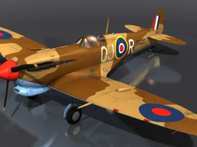 SPITFIRE MK VB TROP 92nd Squadron Low-poly 3D model