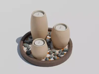 Set de Bougies Zen Modele 3D decoratif Textures PBR FBX OBJ Free 3D model