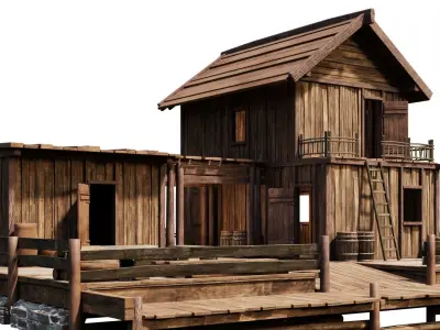 Old Lake House 25 PBR 4K GameReady Low-poly 3D model