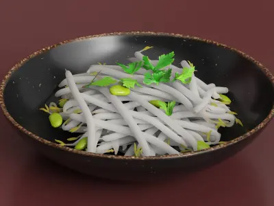 Steamed Bean Shoots with Cilantro 3D model
