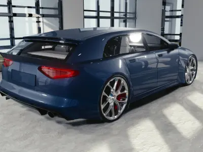 BLENDER EEVEE Brandless Small 4 door hatchback Low-poly 3D model