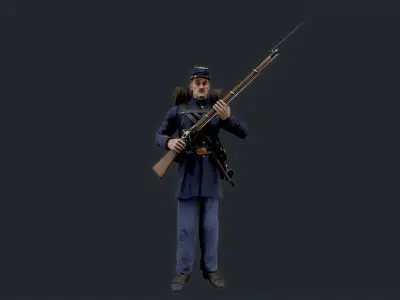 Soldier 2 A pose Low poly character redy for game Low-poly 3D model