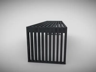 Small Metal Outdoor Bench Low-poly 3D model