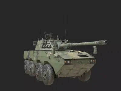 4 coatings of PLA Army ZTL11 ZTL-11 105mm wheeled Tank Destroyer Low-poly 3D model