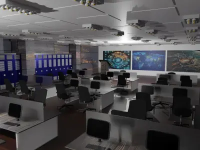 Mission Control Center Low-poly 3D model