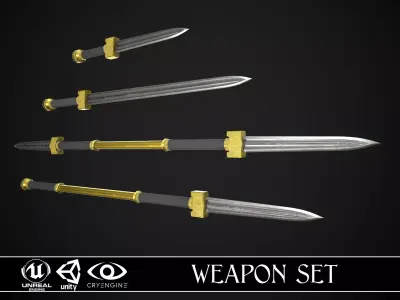 Melee Weapon Set A4 3D Model Collection