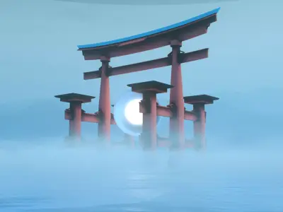 Japanese Shrine Low-poly 3D model