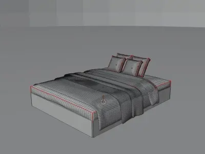 White Bed Free 3D model
