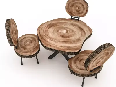 Wooden Garden Furniture 02 Low-poly 3D model