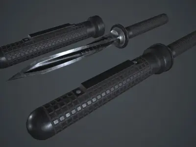 Stainless Steel Jagdkommando Knife PBR Game Ready Low-poly 3D model