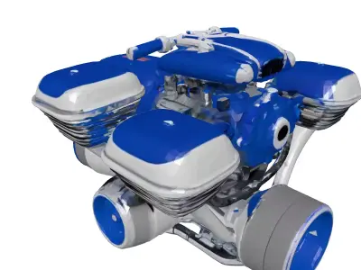 Chrome Hoverbike Engine 3D Model 3D model
