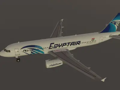 Egyptair airbus a320-232 low poly 3D Model  Low-poly 3D model