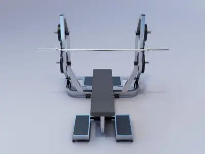  Barbell Bench Press Low-poly 3D model