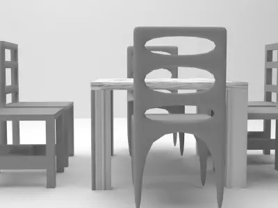 Modern Dining Table Set Free 3D model