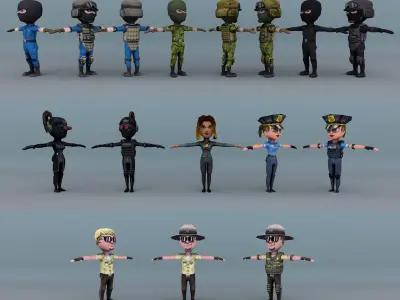 Low poly Police Force Low-poly 3D model