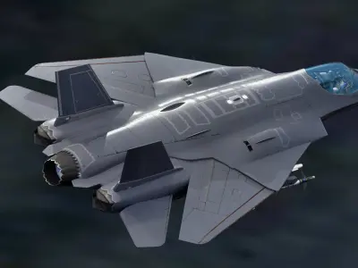 Custom Fighter Jet - Fully Rigged - Changable Decal and Text Low-poly 3D model