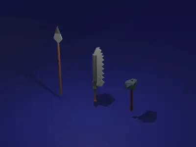 Spear Hammer Sword Free low-poly 3D model