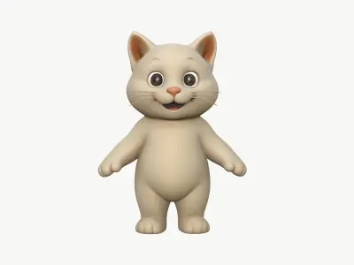 High-Quality Smiling Cartoon Cat 3D model