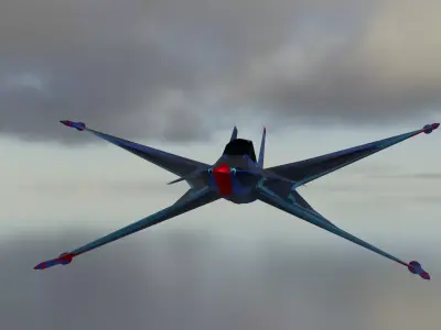 Futuristic Jet Fighter Game Ready 3D Model Low-poly 3D model